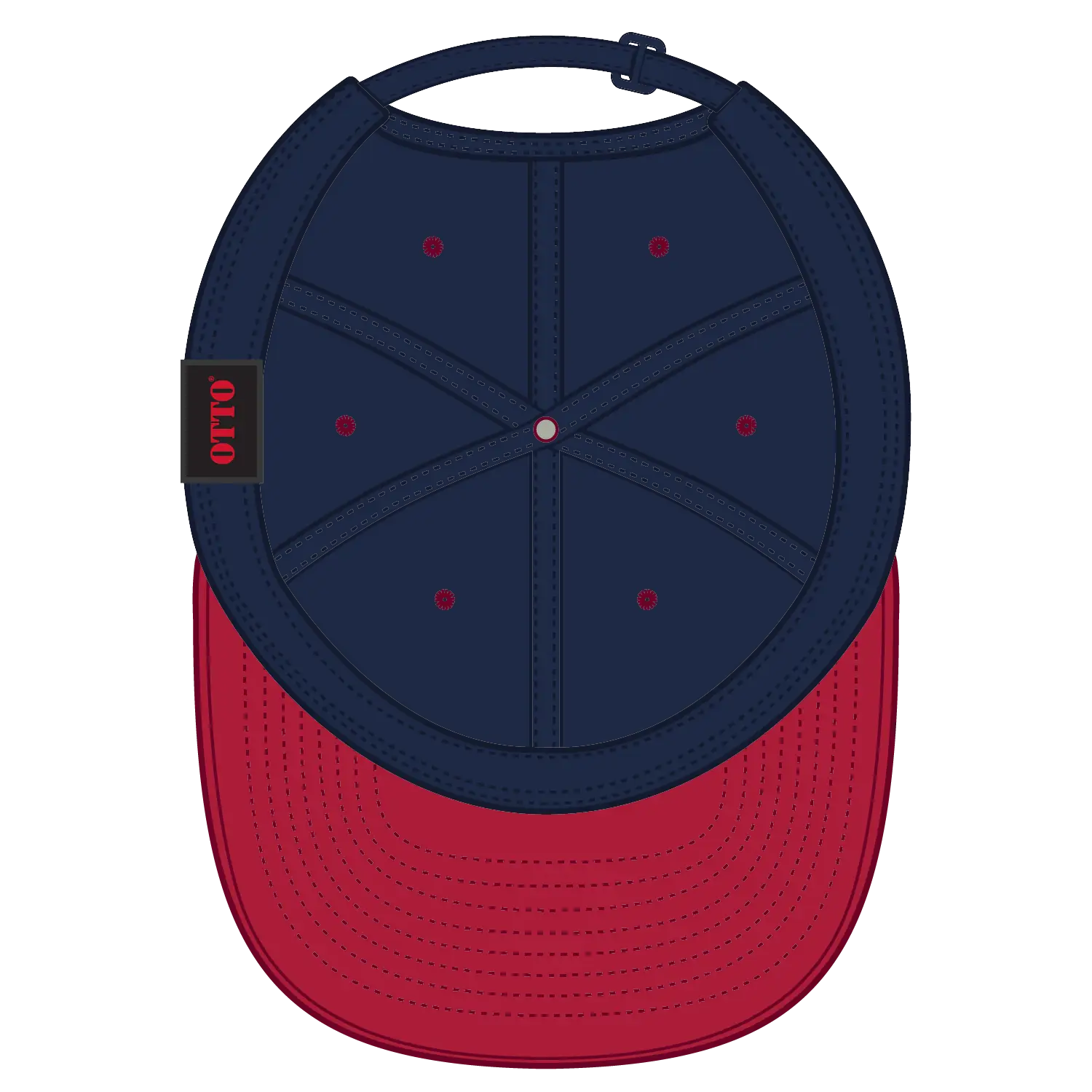 OTTO 25-023 6 Panel Low Profile Baseball Cap - Red/Nvy - Red/Nvy / 6 1/2’’ - 7 5/8’’