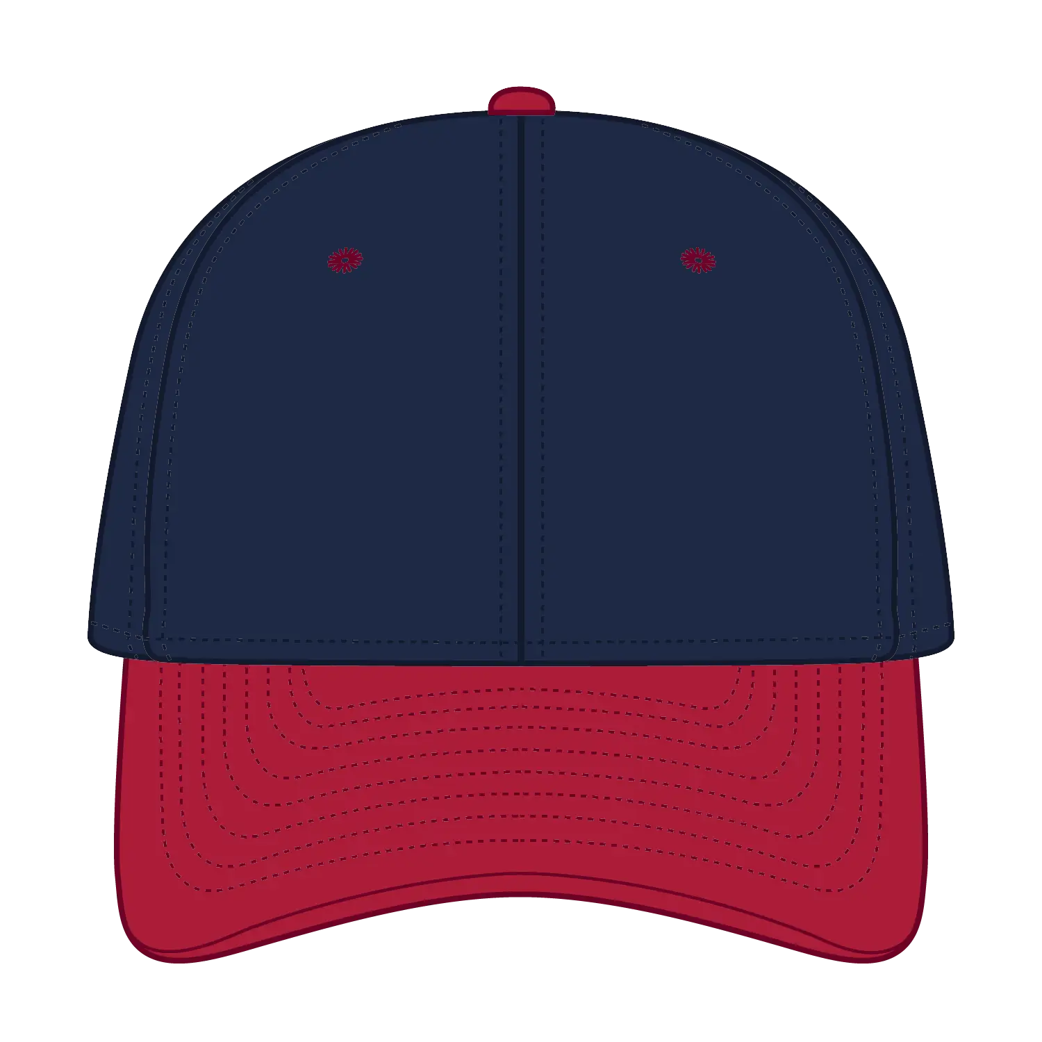 OTTO 25-023 6 Panel Low Profile Baseball Cap - Red/Nvy - Red/Nvy / 6 1/2’’ - 7 5/8’’