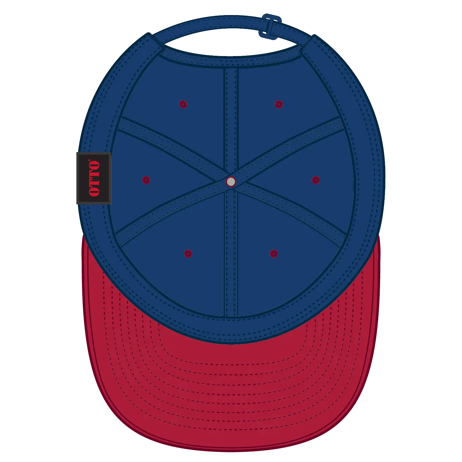OTTO 25-023 6 Panel Low Profile Baseball Cap - Red/Ryl - Red/Ryl / 6 1/2’’ - 7 5/8’’