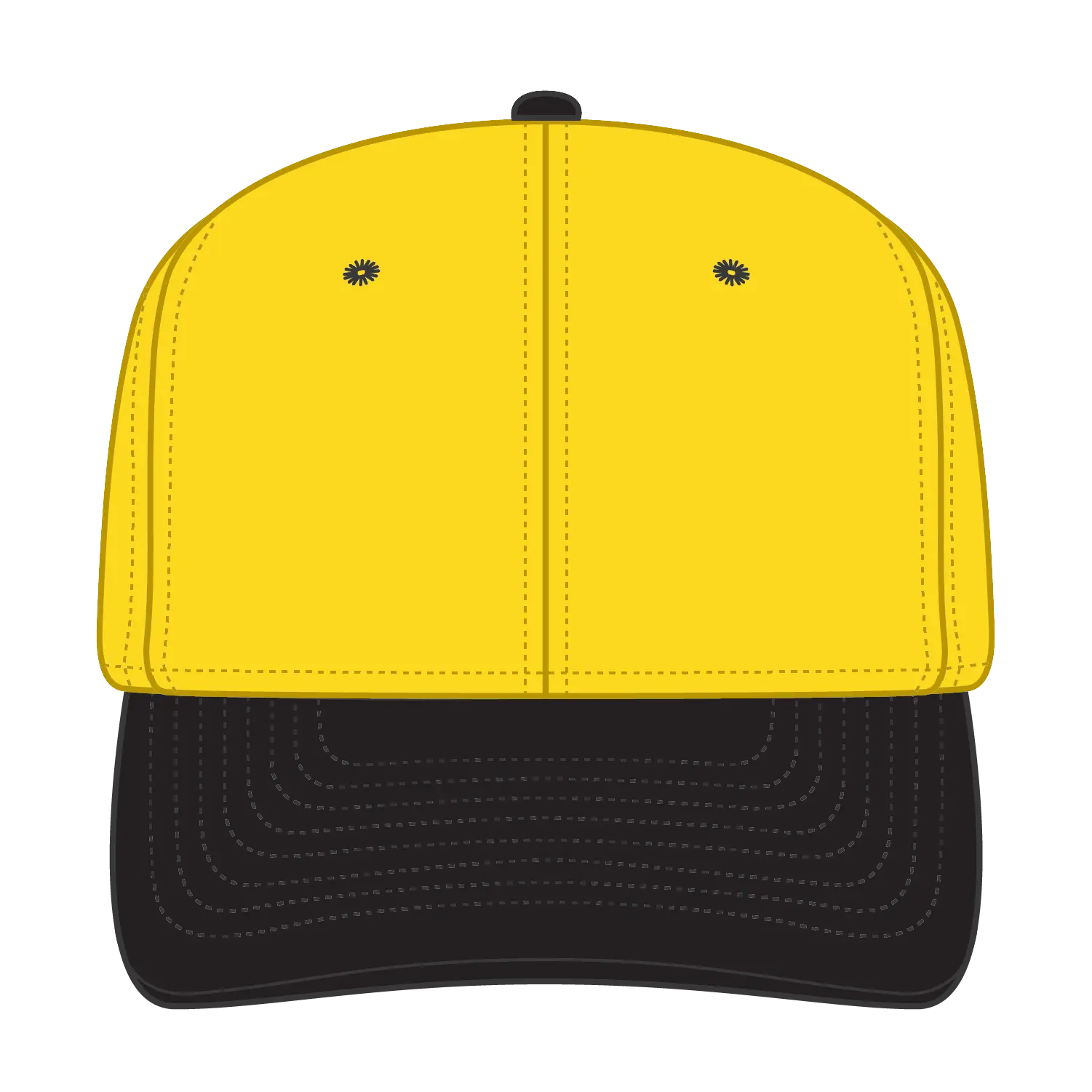 OTTO 27-008 6 Panel Mid Profile Baseball Cap - Blk/Yel - Blk/Yel / 6 1/2’’ - 7 5/8’’