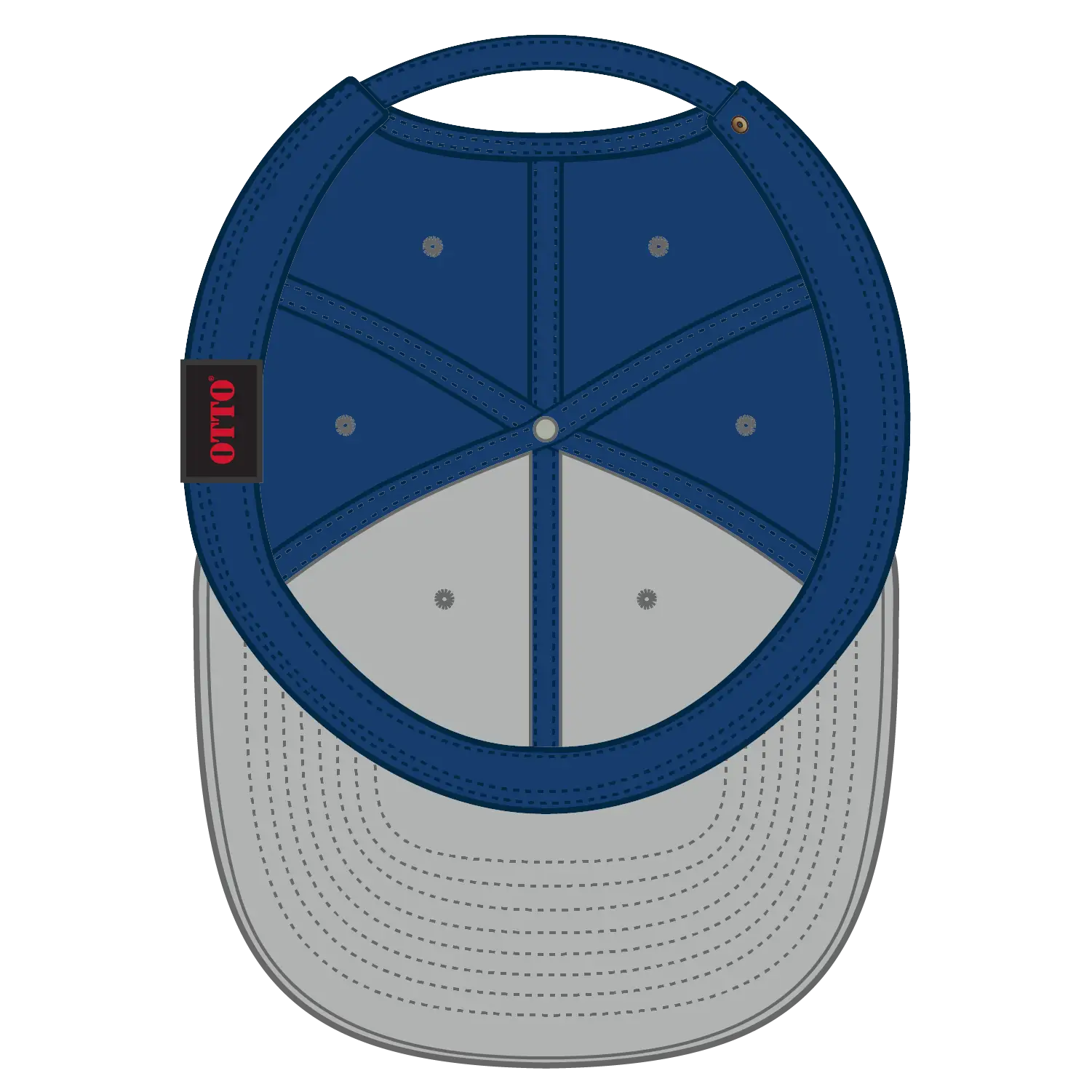 OTTO 27-008 6 Panel Mid Profile Baseball Cap - Gry/Ryl - Gry/Ryl / 6 1/2’’ - 7 5/8’’