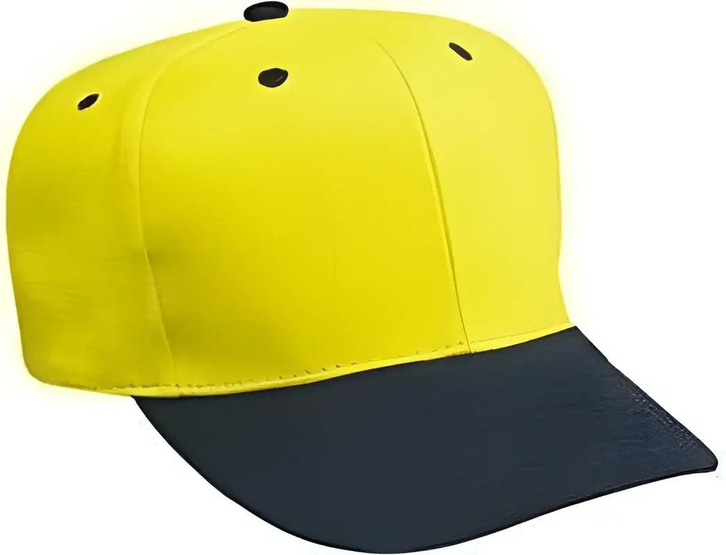 OTTO 27-008 Brushed Bull Denim Pro Style Cap with Fabric Adjustable Strap - Black Yellow - Black Yellow / One Size Fits