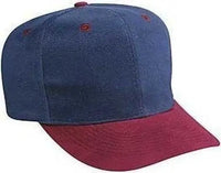 OTTO 27-008 Brushed Bull Denim Pro Style Cap with Fabric Adjustable Strap - Burgandy Maroon Navy - Maroon Navy