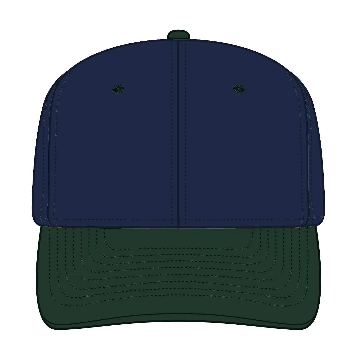 OTTO 27-015 6 Panel Mid Profile Baseball Cap - Dk.Grn/Nvy - Dk.Grn/Nvy / 6 1/2’’ - 7 5/8’’
