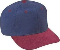 OTTO 27-015 Brushed Cotton Twill Pro Style Structured Firm Front Panel Cap - Burgandy Maroon Navy - Maroon Navy