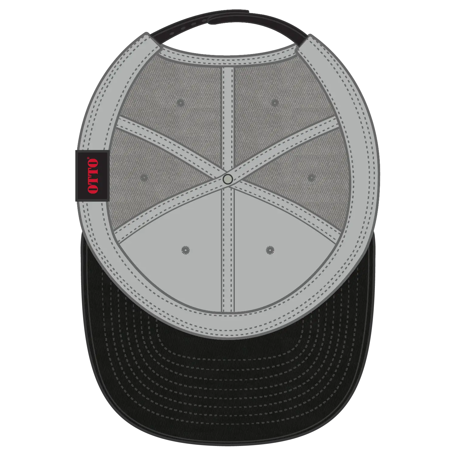 OTTO 27-079 6 Panel Mid Profile Baseball Cap - Blk/Gry - Blk/Gry / 6 1/2’’ - 7 5/8’’