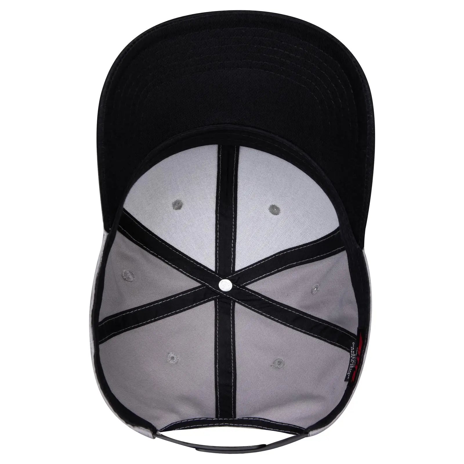 OTTO 27-079 6 Panel Mid Profile Baseball Cap - Blk/Gry - Blk/Gry / 6 1/2’’ - 7 5/8’’