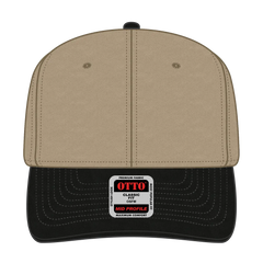 OTTO 27-079 6 Panel Mid Profile Baseball Cap - Blk/Kha - Blk/Kha / 6 1/2’’ - 7 5/8’’