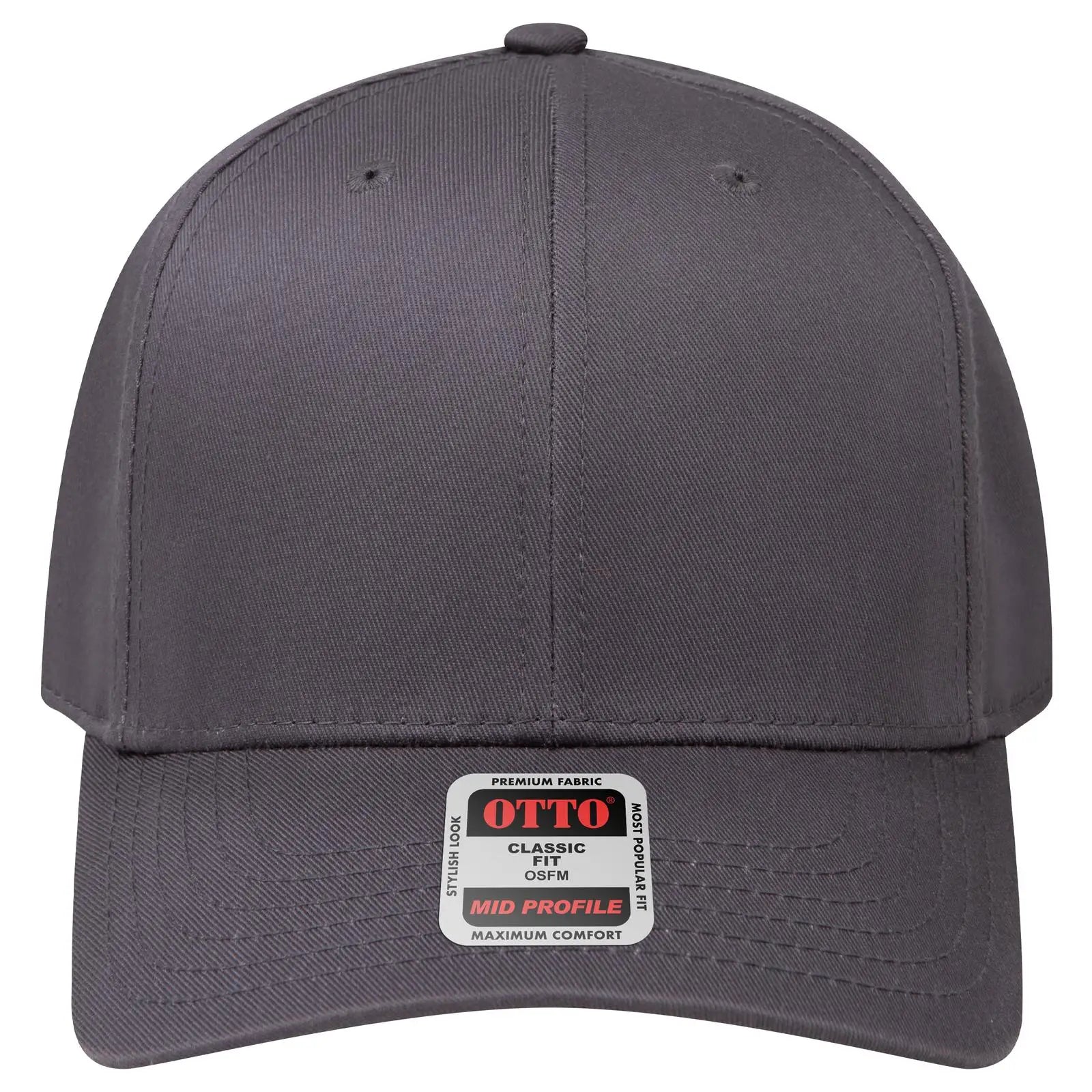 OTTO 27-079 6 Panel Mid Profile Baseball Cap - Char. Gray - Char. Gray / 6 1/2’’ - 7 5/8’’