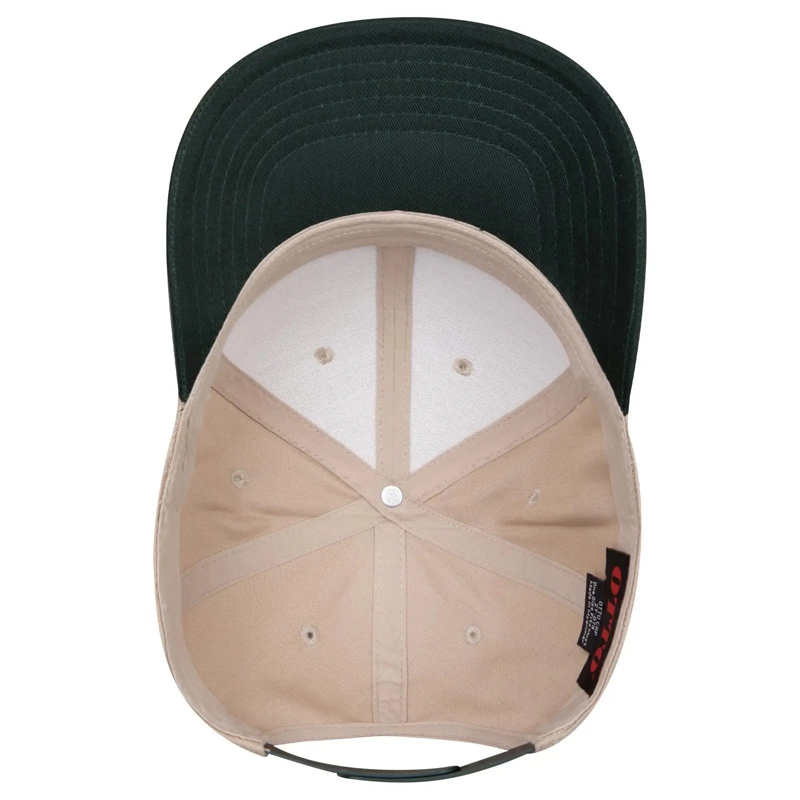 OTTO 27-079 6 Panel Mid Profile Baseball Cap - Dk.Grn/Kha - Dk.Grn/Kha / 6 1/2’’ - 7 5/8’’