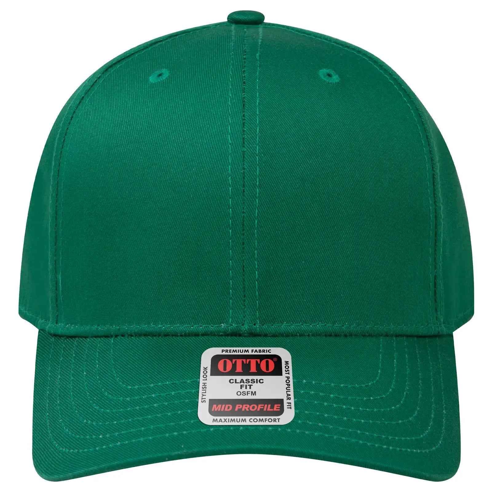 OTTO 27-079 6 Panel Mid Profile Baseball Cap - Kelly - Kelly / 6 1/2’’ - 7 5/8’’