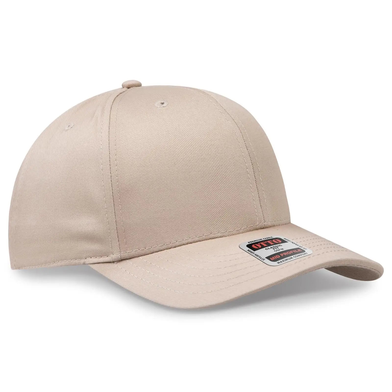 OTTO 27-079 6 Panel Mid Profile Baseball Cap - Khaki - Khaki / 6 1/2’’ - 7 5/8’’