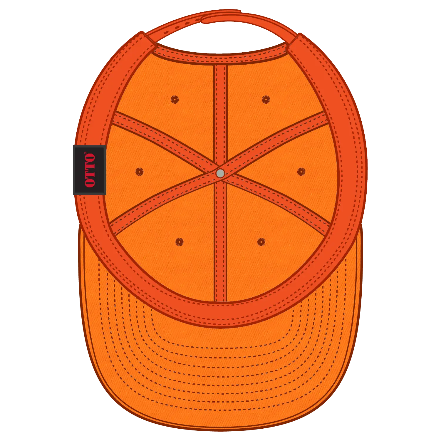 OTTO 27-079 6 Panel Mid Profile Baseball Cap - N. Orange - N. Orange / 6 1/2’’ - 7 5/8’’