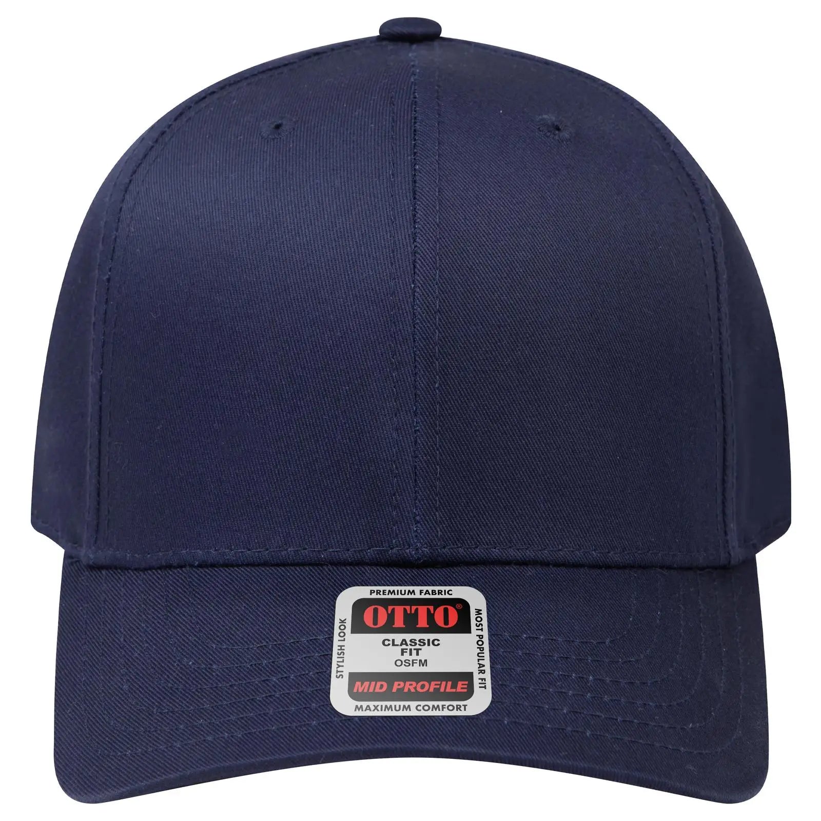 OTTO 27-079 6 Panel Mid Profile Baseball Cap - Navy - Navy / 6 1/2’’ - 7 5/8’’
