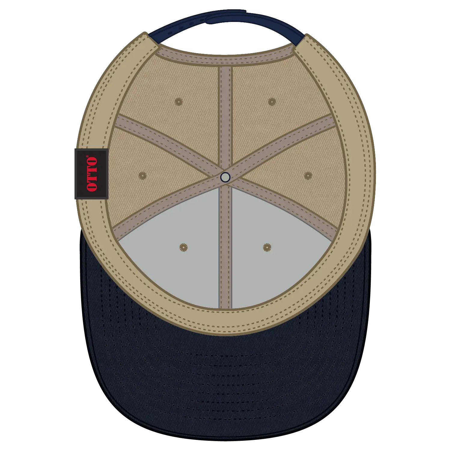 OTTO 27-079 6 Panel Mid Profile Baseball Cap - Nvy/Kha - Nvy/Kha / 6 1/2’’ - 7 5/8’’