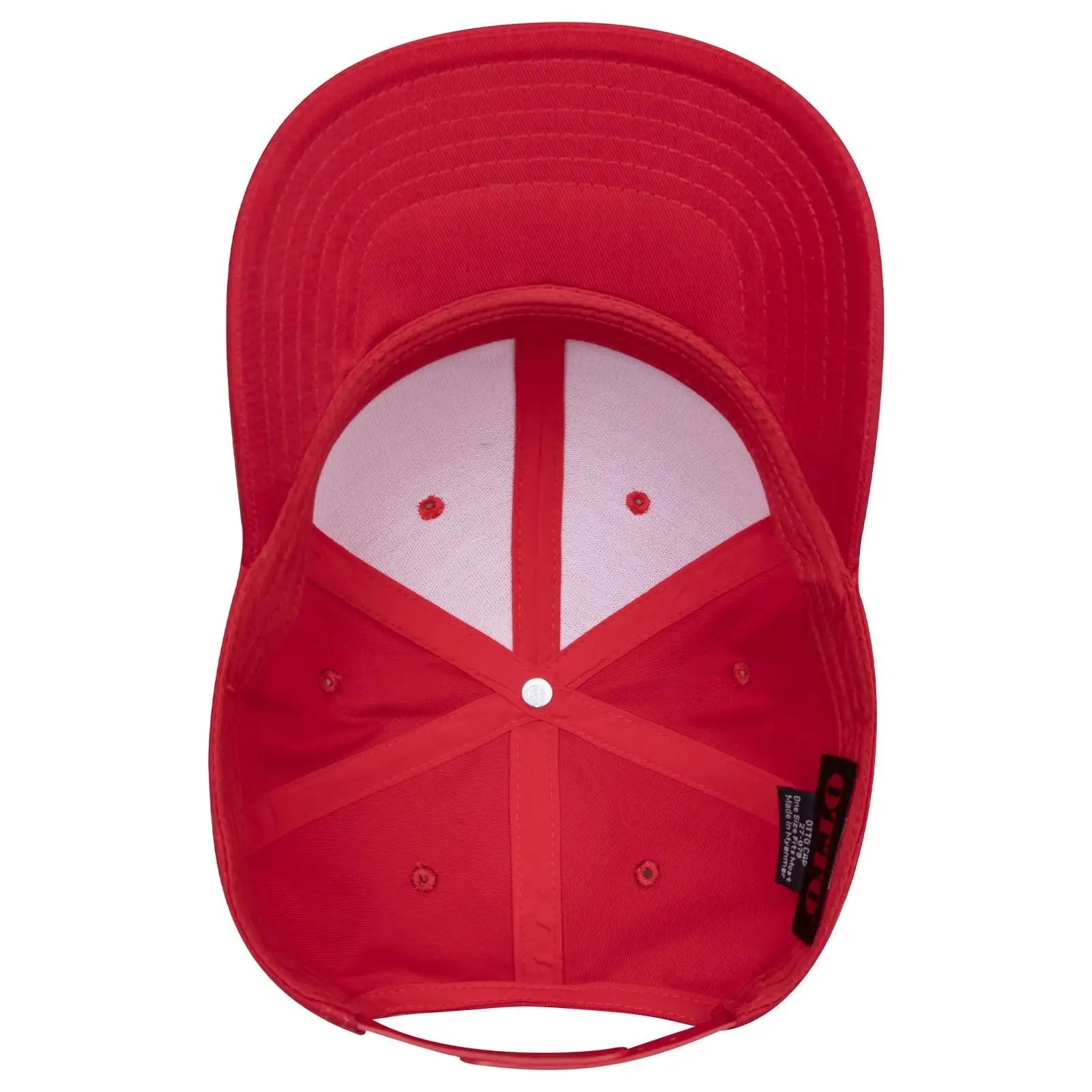 OTTO 27-079 6 Panel Mid Profile Baseball Cap - Red - Red / 6 1/2’’ - 7 5/8’’