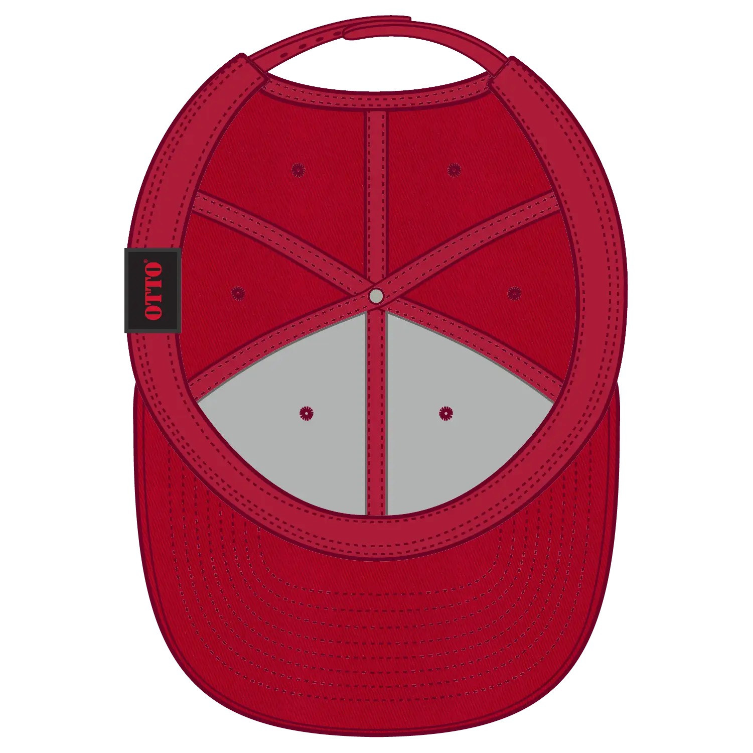 OTTO 27-079 6 Panel Mid Profile Baseball Cap - Red - Red / 6 1/2’’ - 7 5/8’’