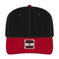 OTTO 27-079 6 Panel Mid Profile Baseball Cap - Red/Blk - Red/Blk / 6 1/2’’ - 7 5/8’’