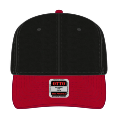 OTTO 27-079 6 Panel Mid Profile Baseball Cap - Red/Blk - Red/Blk / 6 1/2’’ - 7 5/8’’
