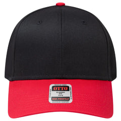 OTTO 27-079 6 Panel Mid Profile Baseball Cap - Red/Blk - Red/Blk / 6 1/2’’ - 7 5/8’’
