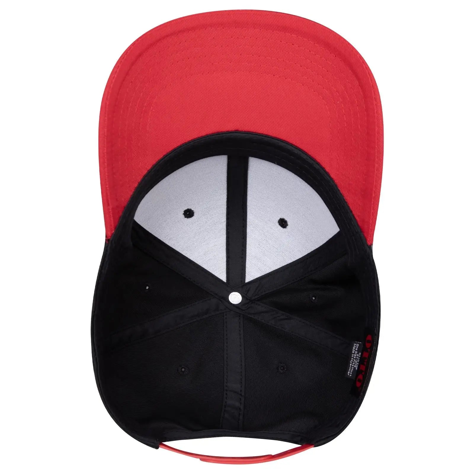 OTTO 27-079 6 Panel Mid Profile Baseball Cap - Red/Blk - Red/Blk / 6 1/2’’ - 7 5/8’’