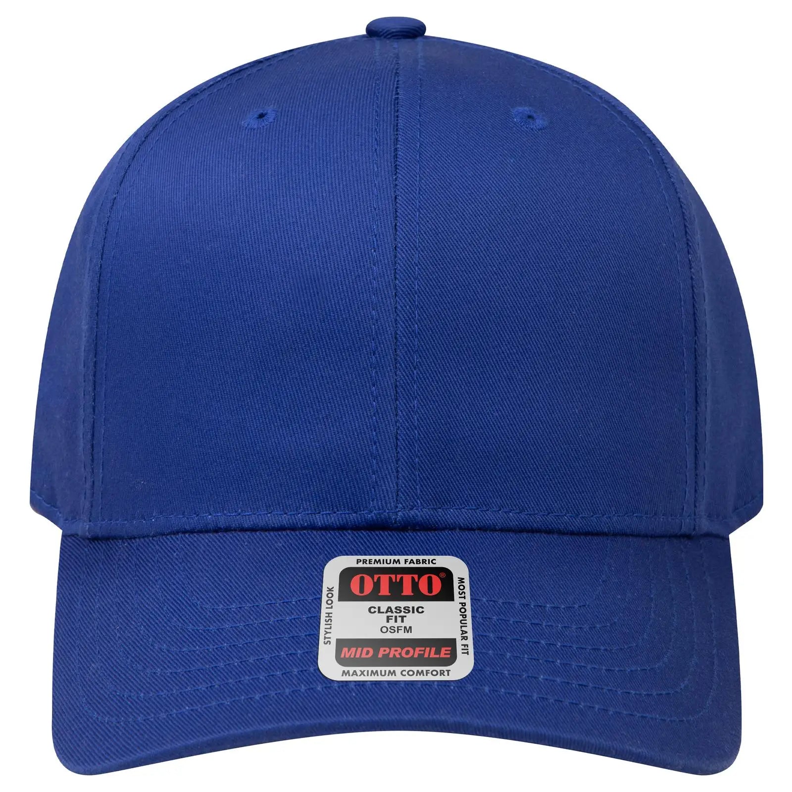 OTTO 27-079 6 Panel Mid Profile Baseball Cap - Royal - Royal / 6 1/2’’ - 7 5/8’’