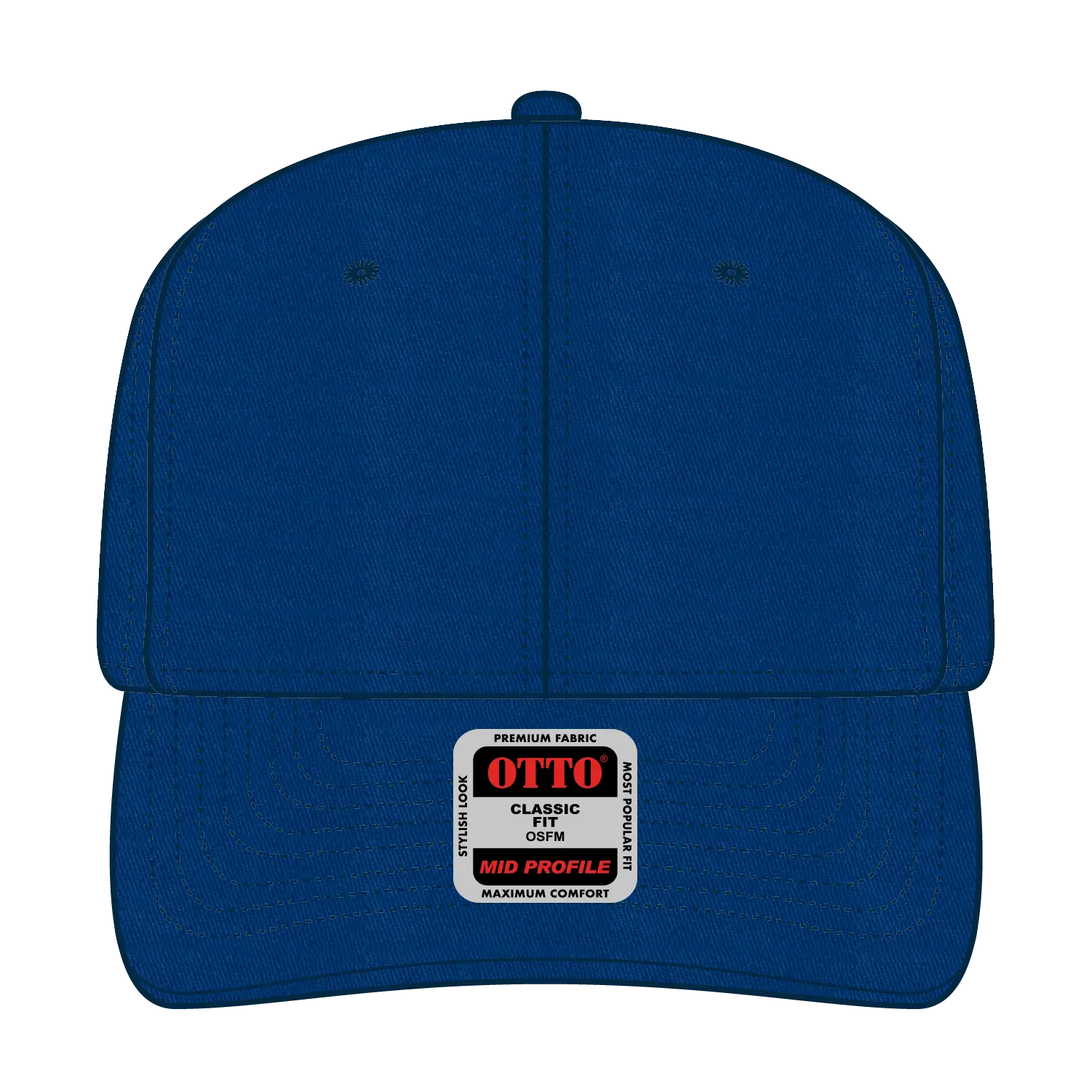 OTTO 27-079 6 Panel Mid Profile Baseball Cap - Royal - Royal / 6 1/2’’ - 7 5/8’’
