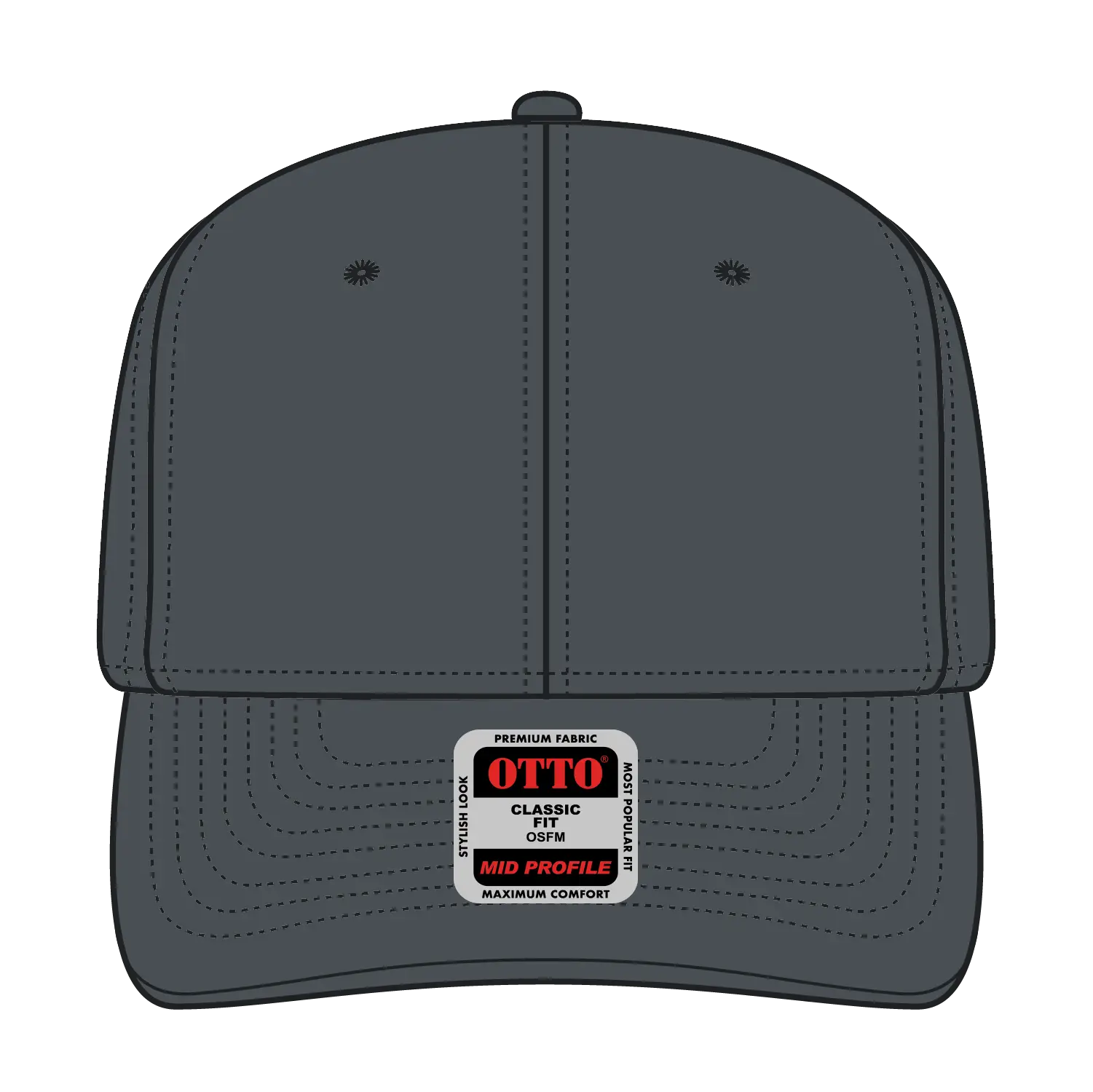 OTTO 27-210 6 Panel Mid Profile Baseball Cap - Char. Gray - Char. Gray / 6 1/2’’ - 7 5/8’’