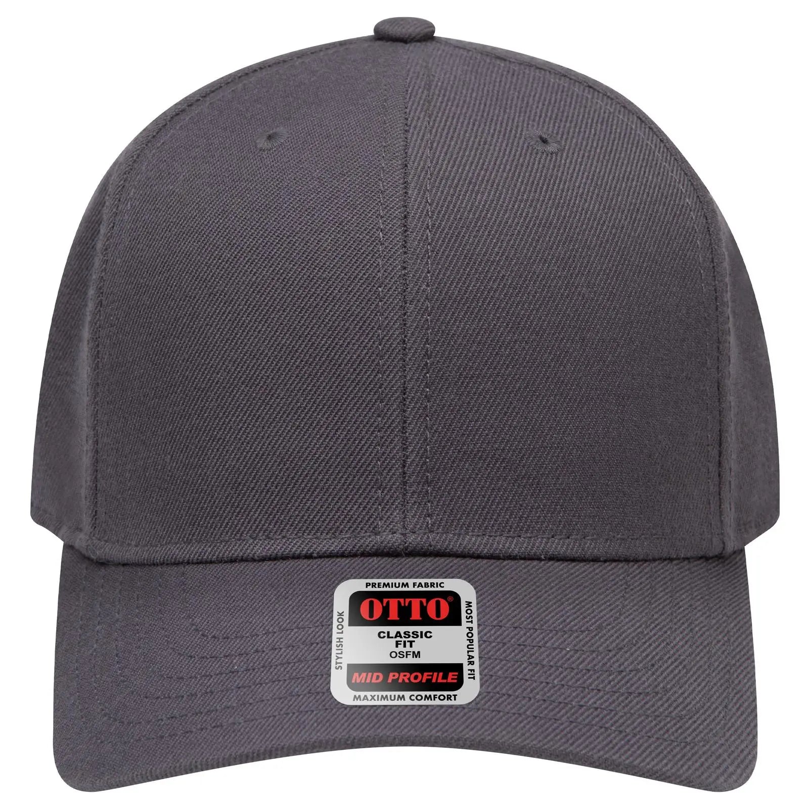 OTTO 27-210 6 Panel Mid Profile Baseball Cap - Char. Gray - Char. Gray / 6 1/2’’ - 7 5/8’’