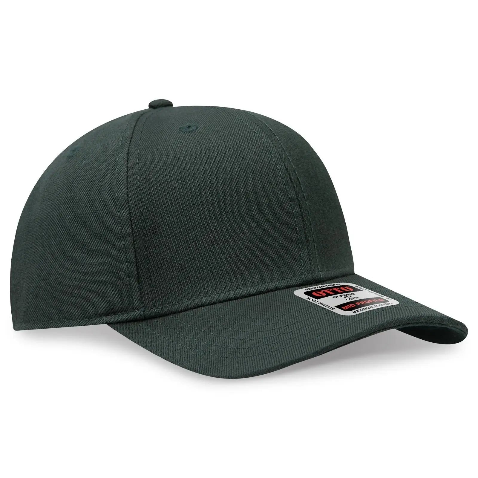 OTTO 27-210 6 Panel Mid Profile Baseball Cap - Dk. Green - Dk. Green / 6 1/2’’ - 7 5/8’’