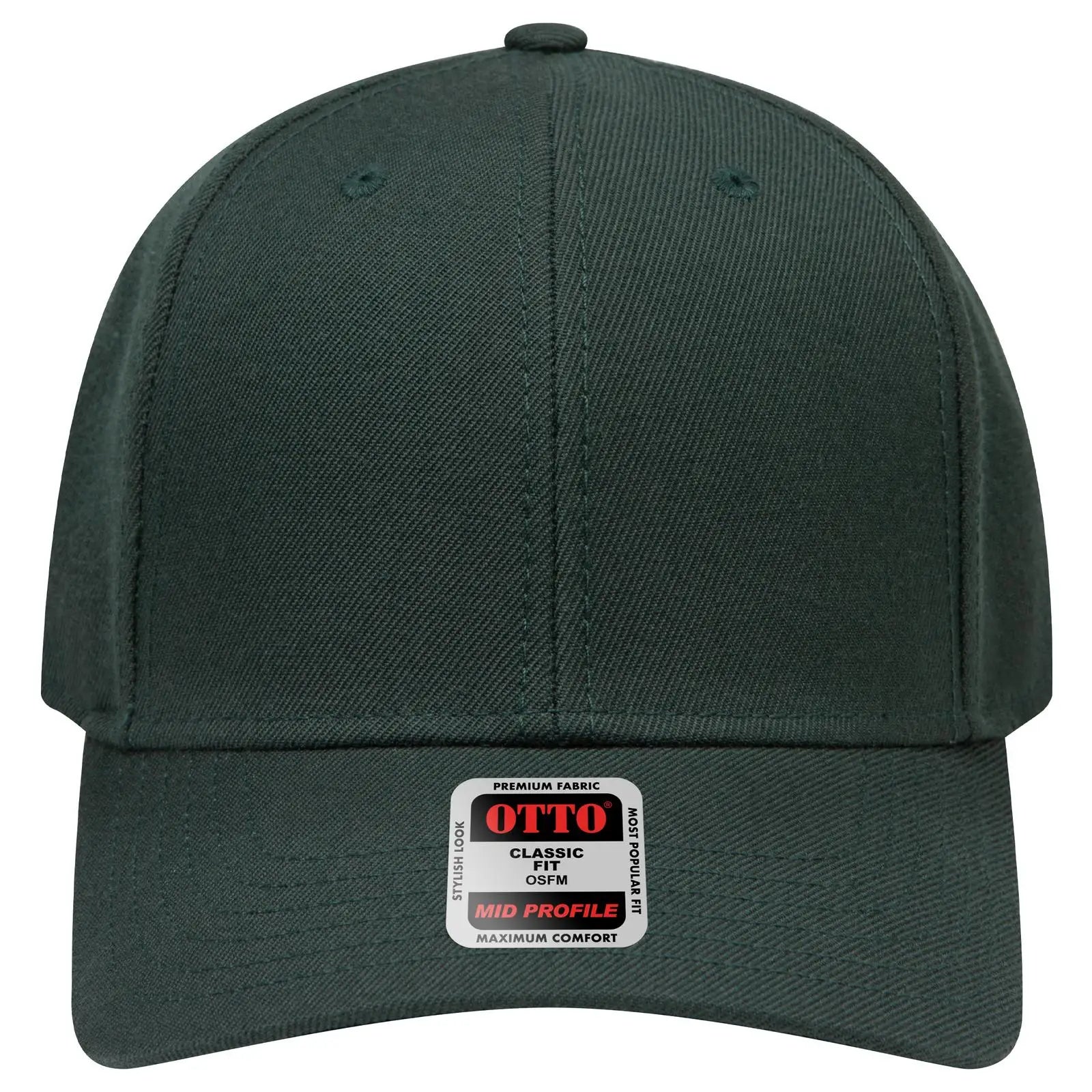 OTTO 27-210 6 Panel Mid Profile Baseball Cap - Dk. Green - Dk. Green / 6 1/2’’ - 7 5/8’’