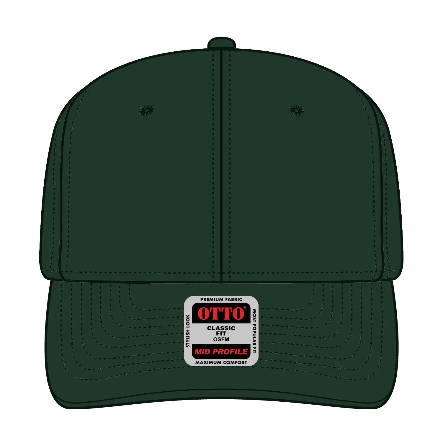 OTTO 27-210 6 Panel Mid Profile Baseball Cap - Dk. Green - Dk. Green / 6 1/2’’ - 7 5/8’’