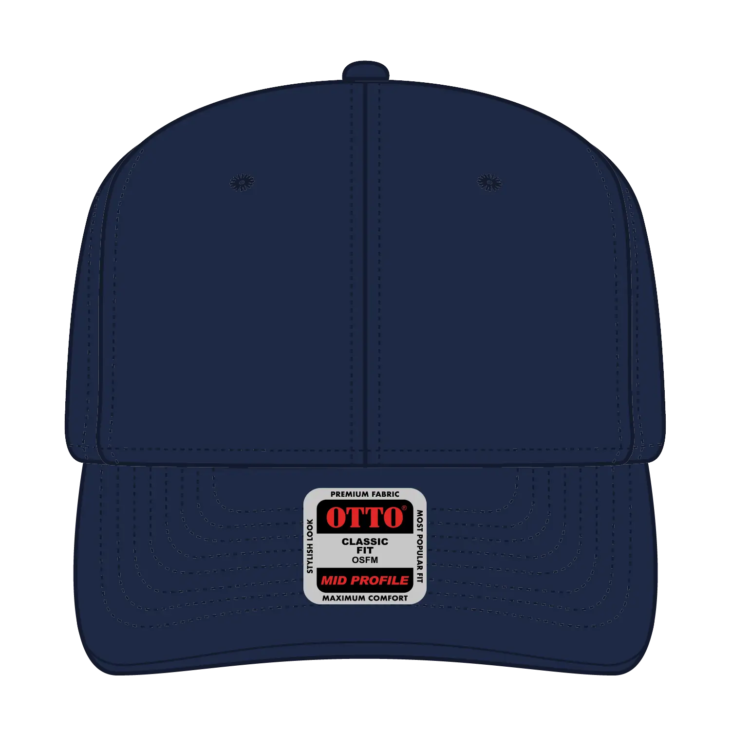 OTTO 27-210 6 Panel Mid Profile Baseball Cap - Navy - Navy / 6 1/2’’ - 7 5/8’’