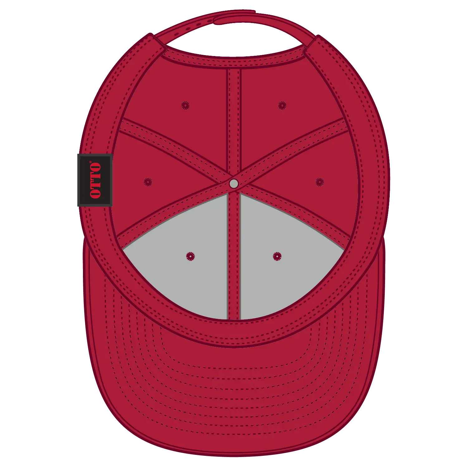 OTTO 27-210 6 Panel Mid Profile Baseball Cap - Red - Red / 6 1/2’’ - 7 5/8’’