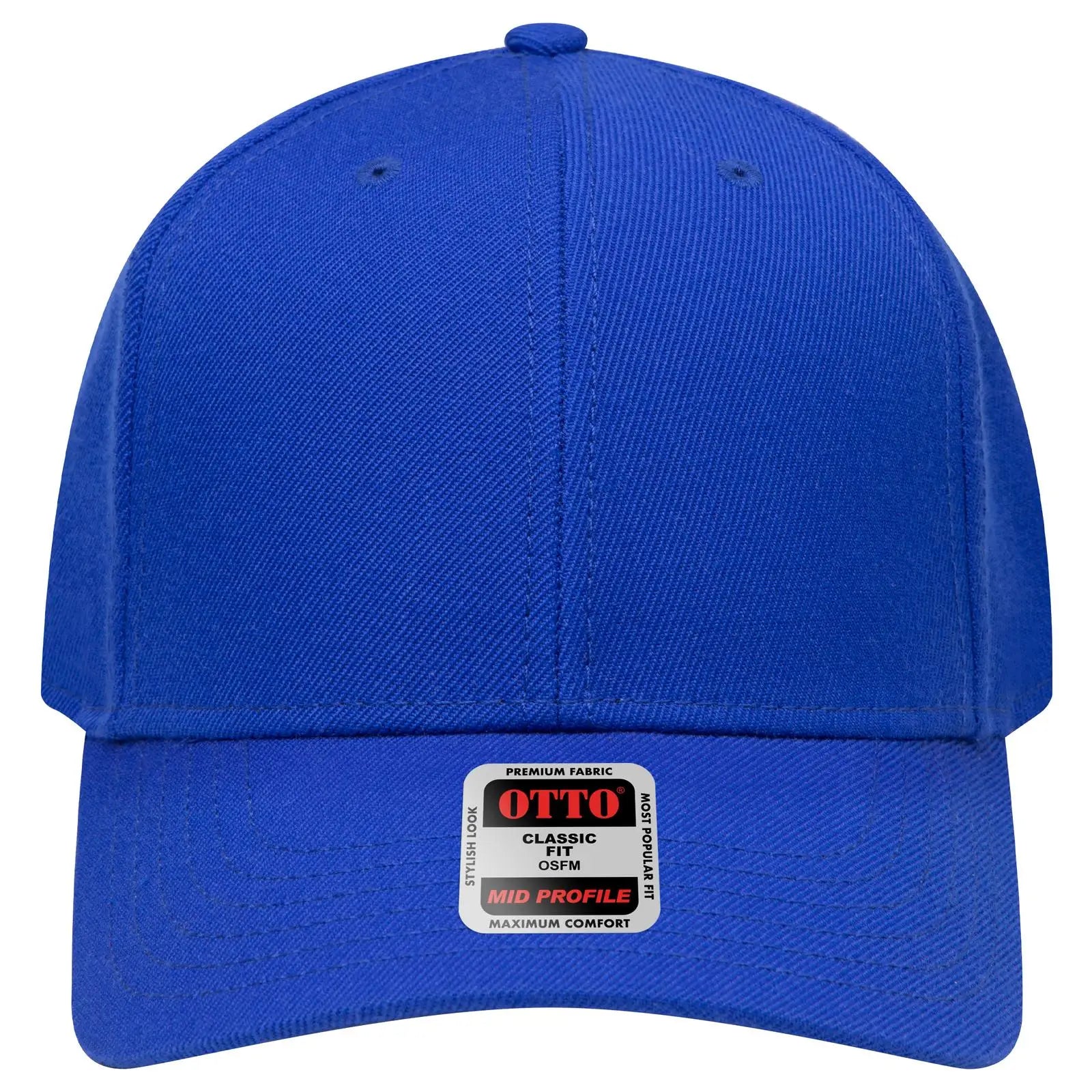 OTTO 27-210 6 Panel Mid Profile Baseball Cap - Royal - Royal / 6 1/2’’ - 7 5/8’’
