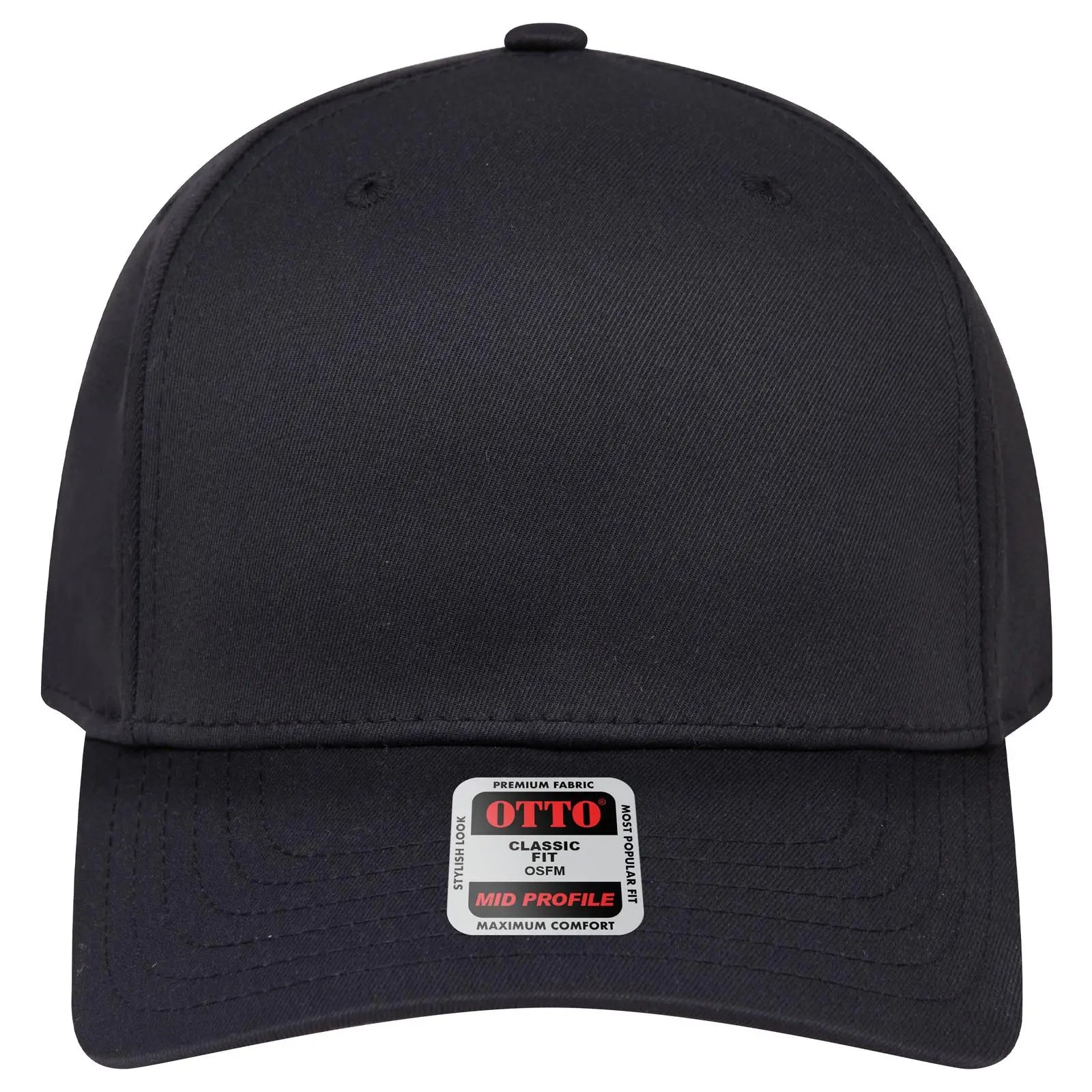 OTTO 270-1 Seamless 6 Panel Mid Profile Baseball Cap - Black - Black / 7 3/8’’ - 7 5/8’’
