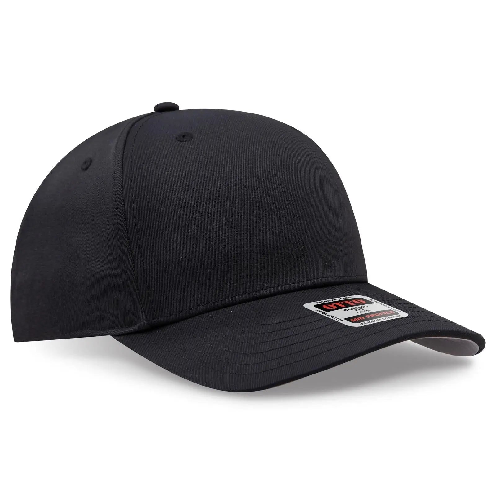 OTTO 270-1 Seamless 6 Panel Mid Profile Baseball Cap - Black - Black / 7 3/8’’ - 7 5/8’’