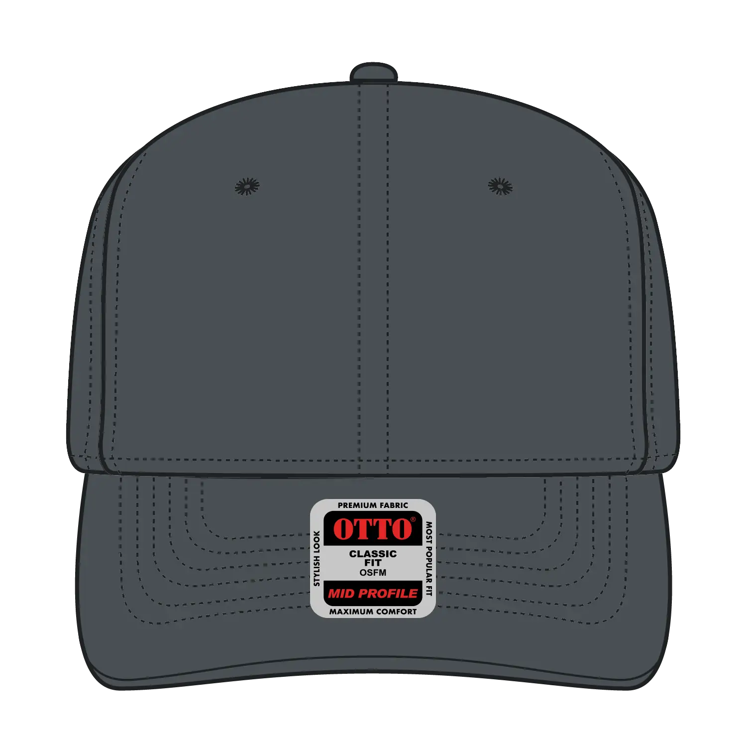 OTTO 270-1 Seamless 6 Panel Mid Profile Baseball Cap - Char. Gray - Char. Gray / 7 3/8’’ - 7 5/8’’