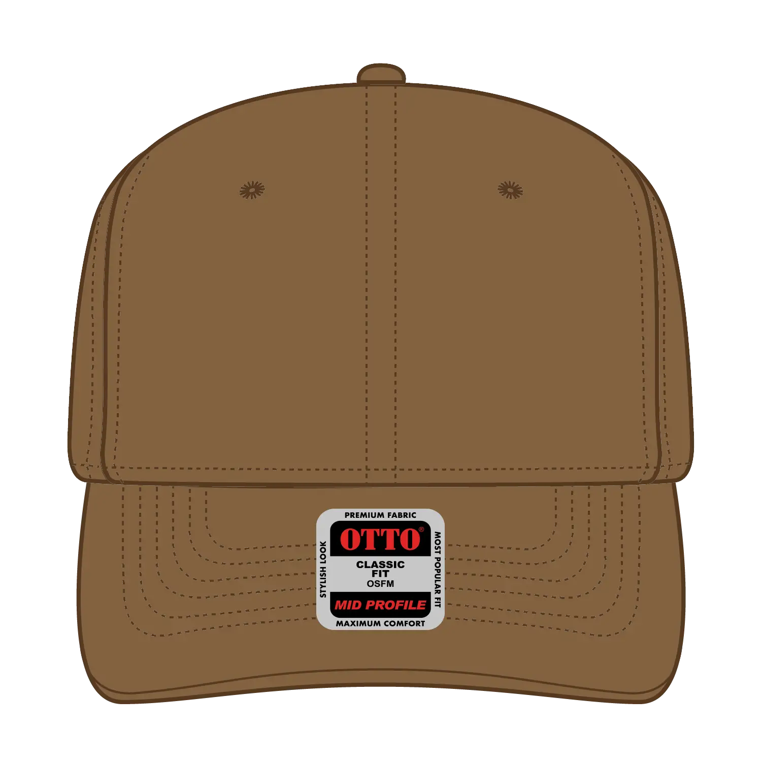 OTTO 270-1 Seamless 6 Panel Mid Profile Baseball Cap - Coyote Brown - Coyote Brown / 7 3/8’’ - 7 5/8’’