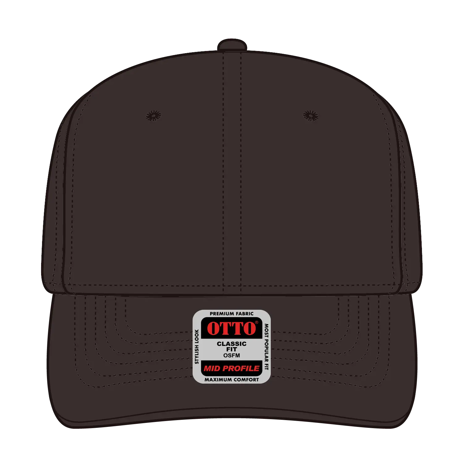 OTTO 270-1 Seamless 6 Panel Mid Profile Baseball Cap - Dk. Brown - Dk. Brown / 7 3/8’’ - 7 5/8’’