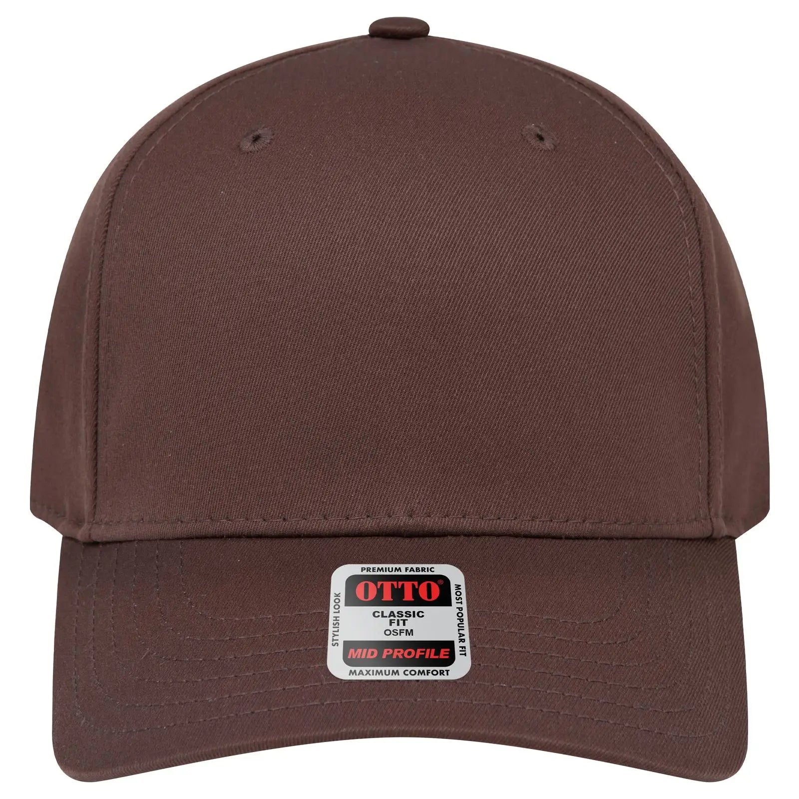 OTTO 270-1 Seamless 6 Panel Mid Profile Baseball Cap - Dk. Brown - Dk. Brown / 7 3/8’’ - 7 5/8’’