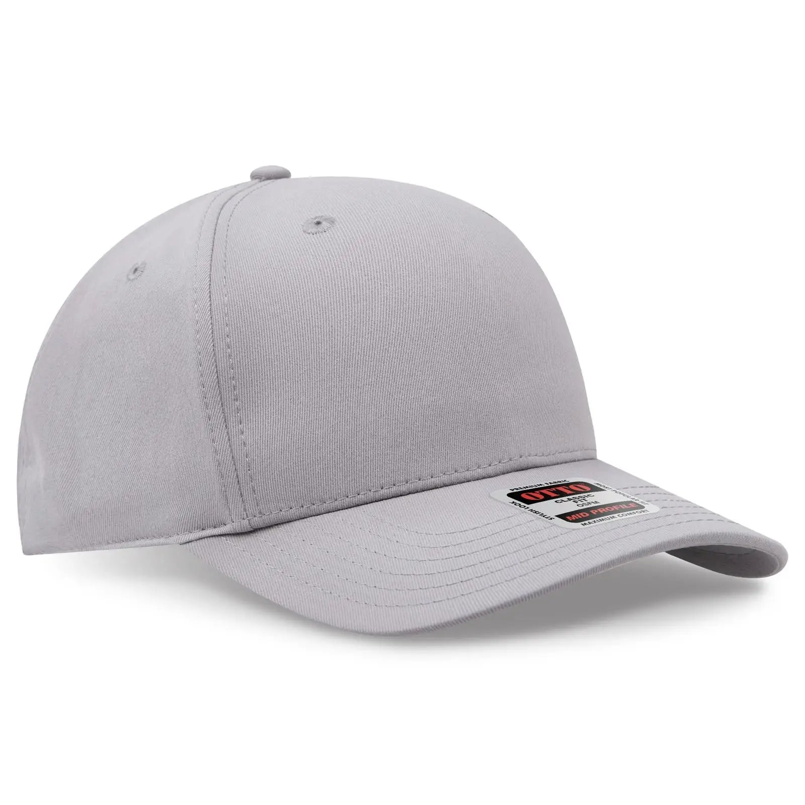 OTTO 270-1 Seamless 6 Panel Mid Profile Baseball Cap - Gray - Gray / 7 3/8’’ - 7 5/8’’