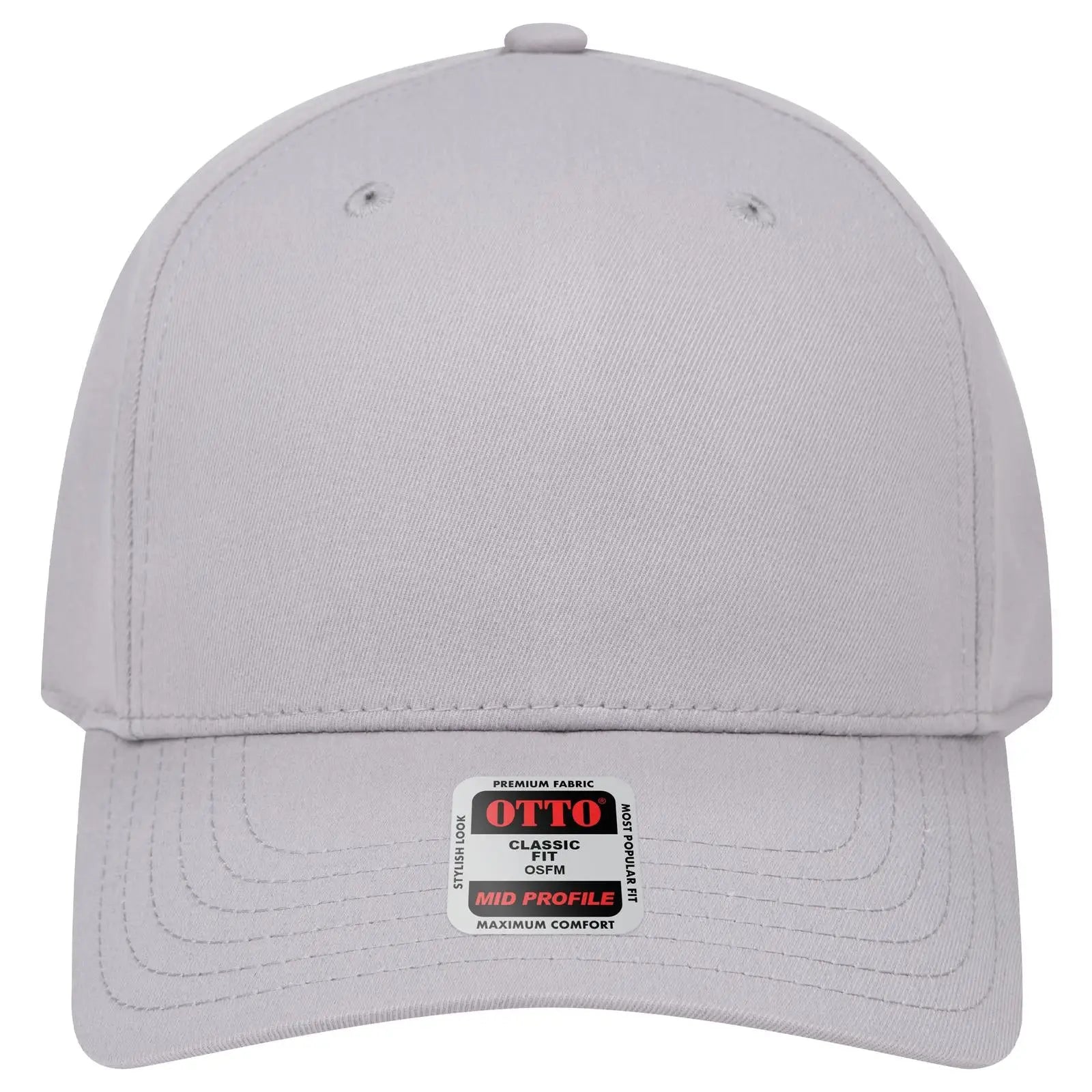 OTTO 270-1 Seamless 6 Panel Mid Profile Baseball Cap - Gray - Gray / 7 3/8’’ - 7 5/8’’
