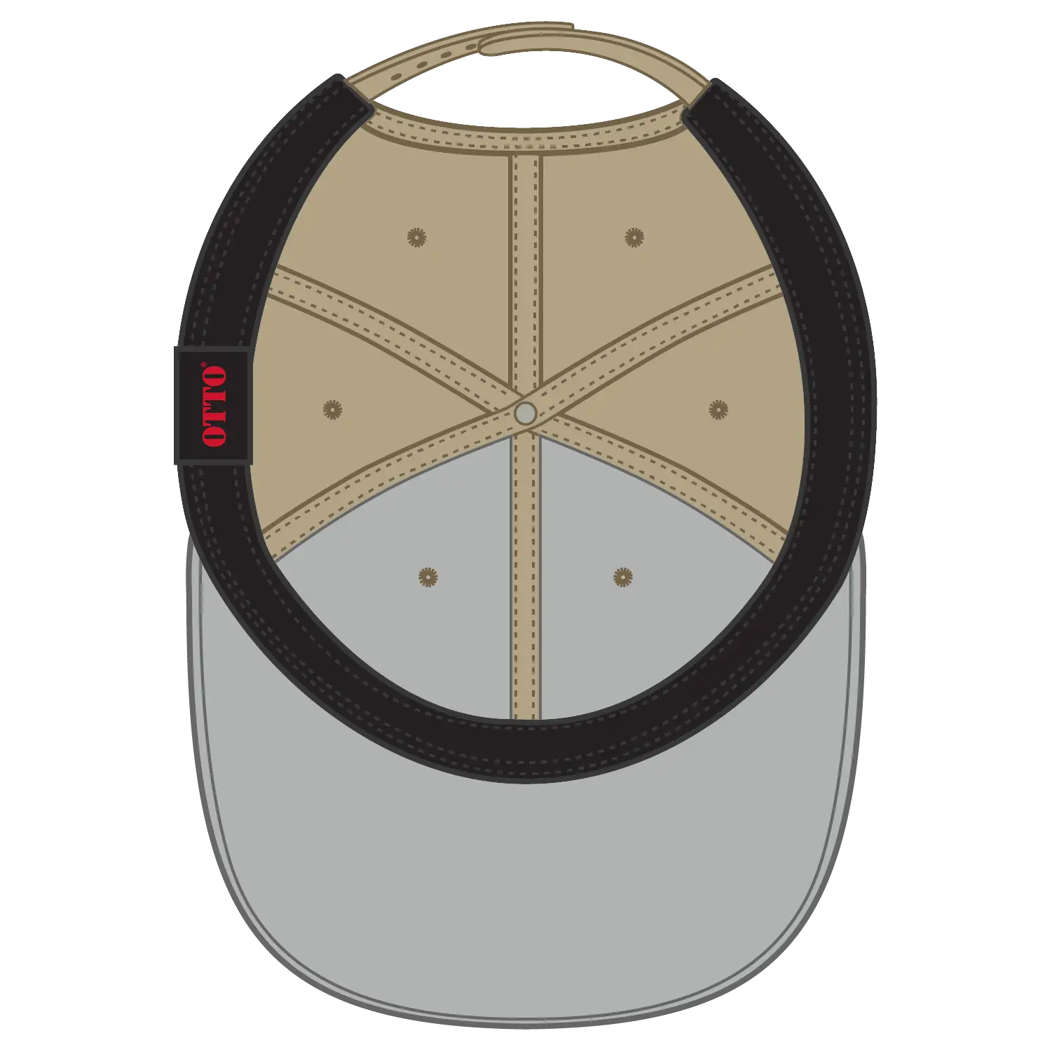 OTTO 270-1 Seamless 6 Panel Mid Profile Baseball Cap - Khaki - Khaki / 7 3/8’’ - 7 5/8’’