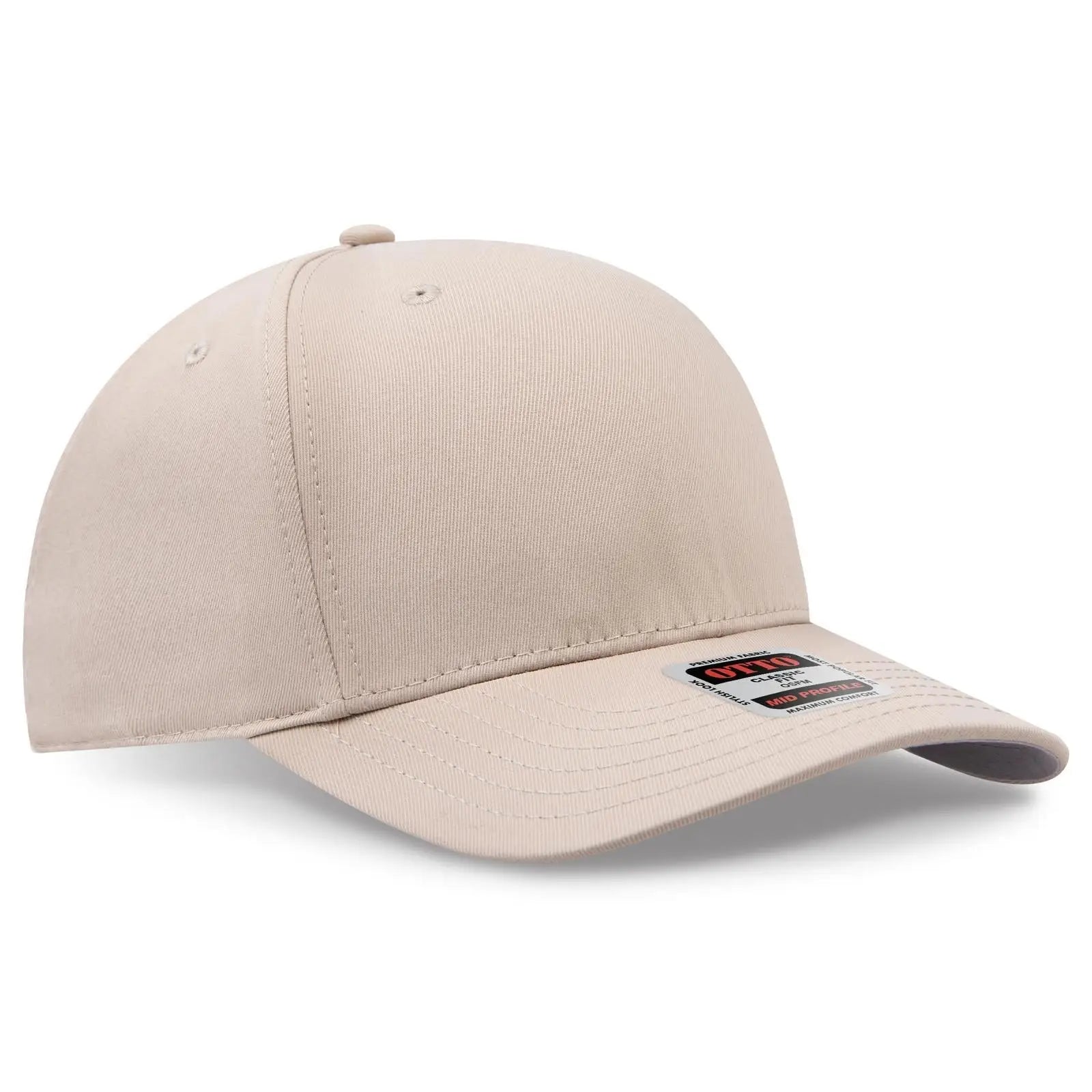 OTTO 270-1 Seamless 6 Panel Mid Profile Baseball Cap - Khaki - Khaki / 7 3/8’’ - 7 5/8’’
