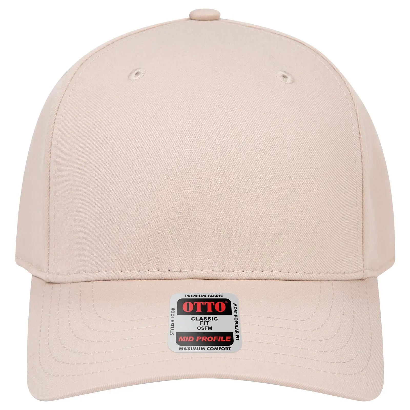 OTTO 270-1 Seamless 6 Panel Mid Profile Baseball Cap - Khaki - Khaki / 7 3/8’’ - 7 5/8’’