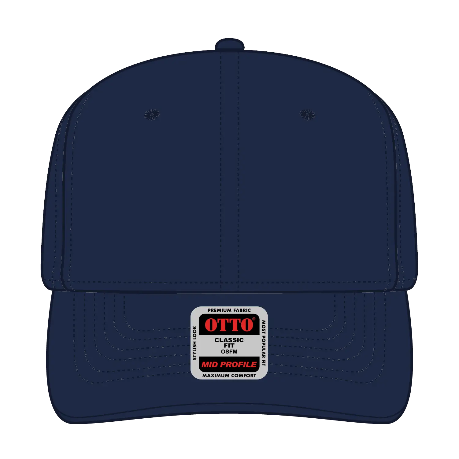 OTTO 270-1 Seamless 6 Panel Mid Profile Baseball Cap - Navy - Navy / 7 3/8’’ - 7 5/8’’