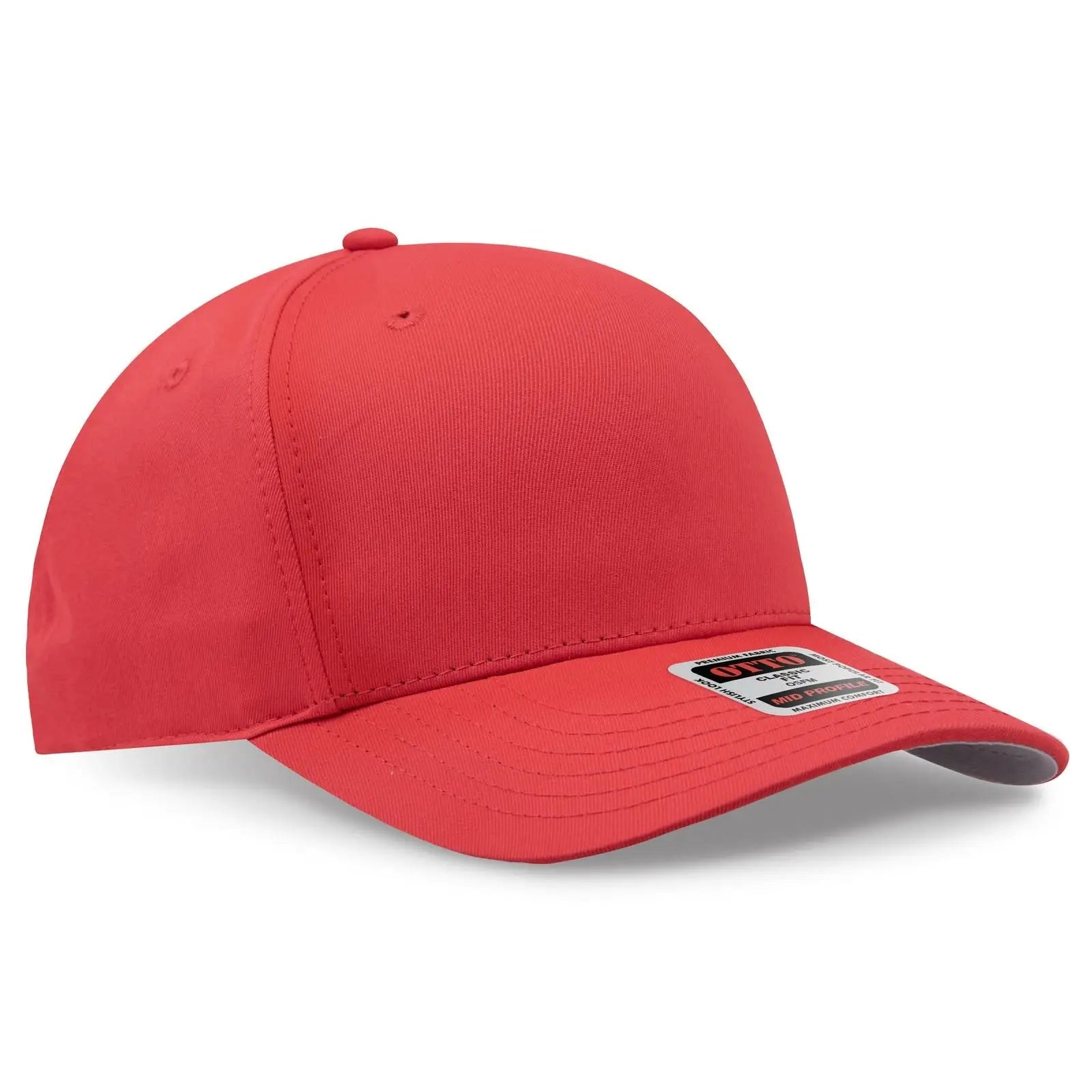 OTTO 270-1 Seamless 6 Panel Mid Profile Baseball Cap - Red - Red / 7 3/8’’ - 7 5/8’’