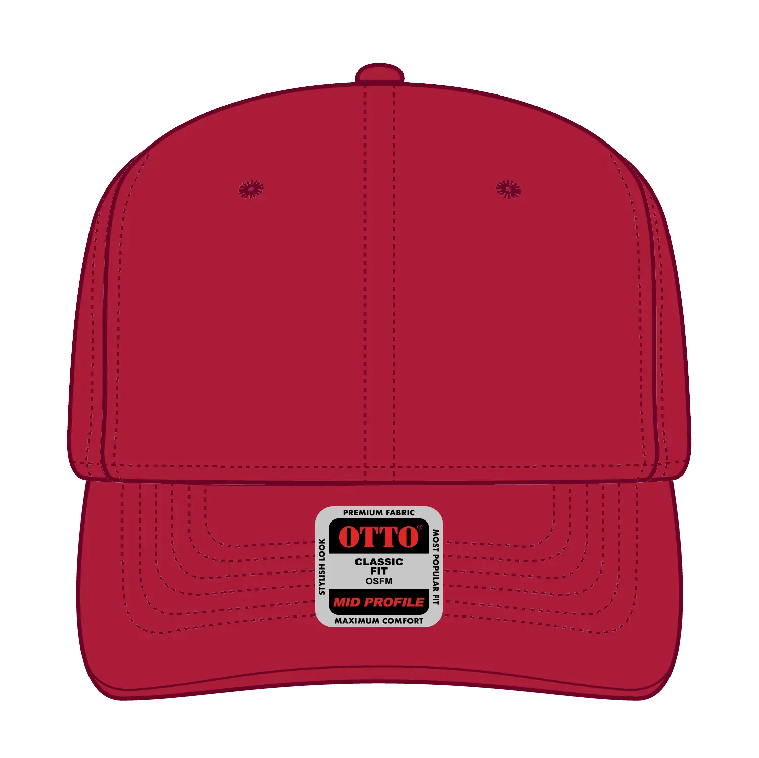 OTTO 270-1 Seamless 6 Panel Mid Profile Baseball Cap - Red - Red / 7 3/8’’ - 7 5/8’’