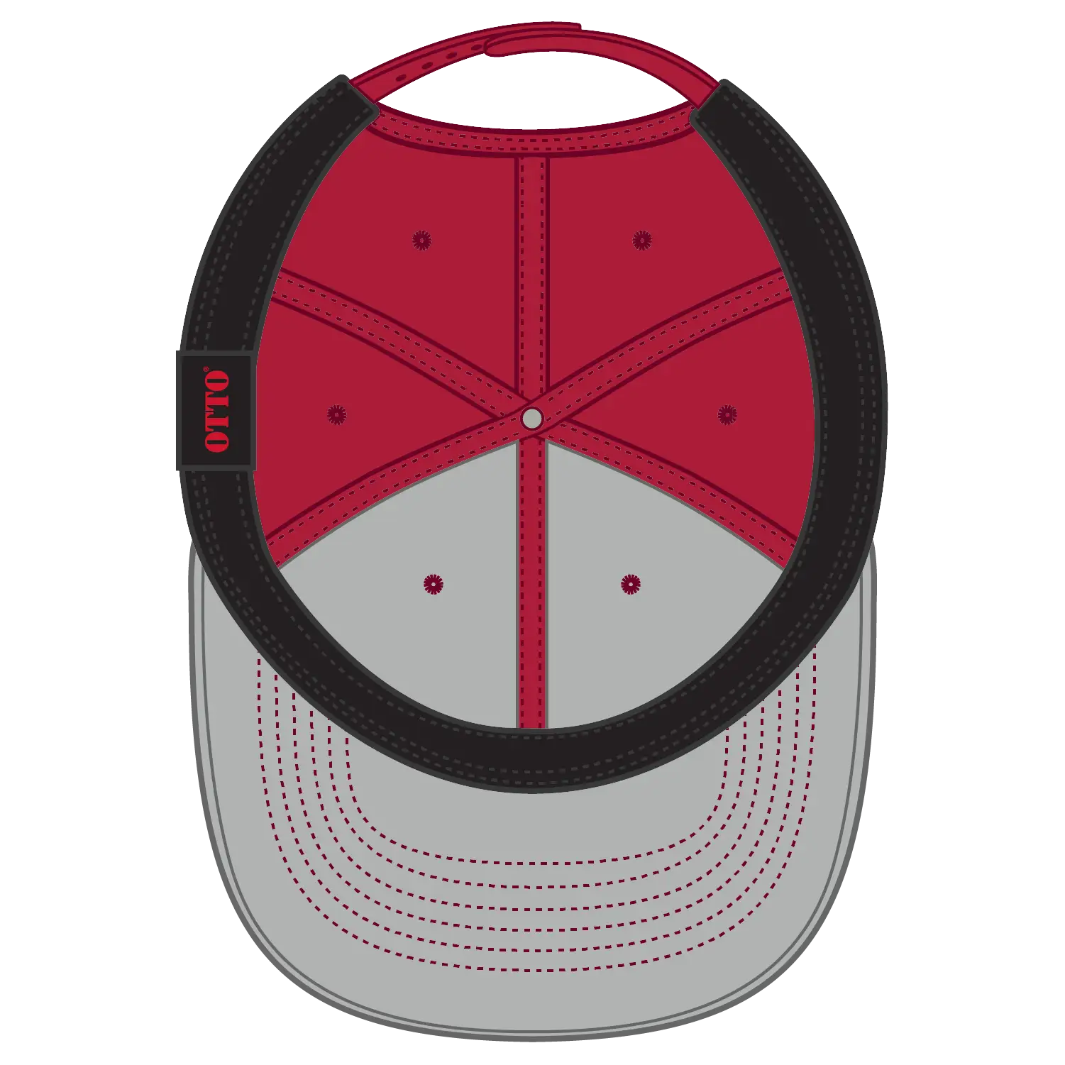 OTTO 270-1 Seamless 6 Panel Mid Profile Baseball Cap - Red - Red / 7 3/8’’ - 7 5/8’’